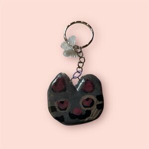 Gray and Pink Cat Charm